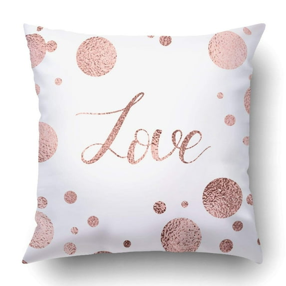 BPBOP Rose gold lettering Hand drawn letters Handwritten text Love for Valentines Day Pillowcase Throw Pillow Cover Case 16x16 inches