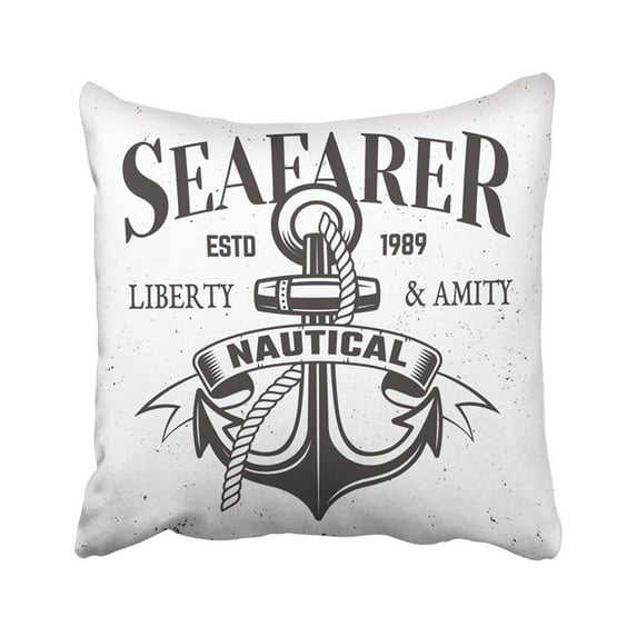 BPBOP Sailor Vintage Label Emblem In Monochrome Style With Anchor Rope And Ribbon For Text Pillowcase Cover 20x20 inch
