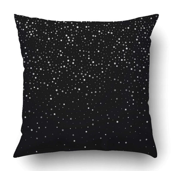 BPBOP Silver Shimmering Stars on Black Sky Silver Glittering Stars Night Sky Pillowcase Throw Pillow Cover Case 16x16 inches