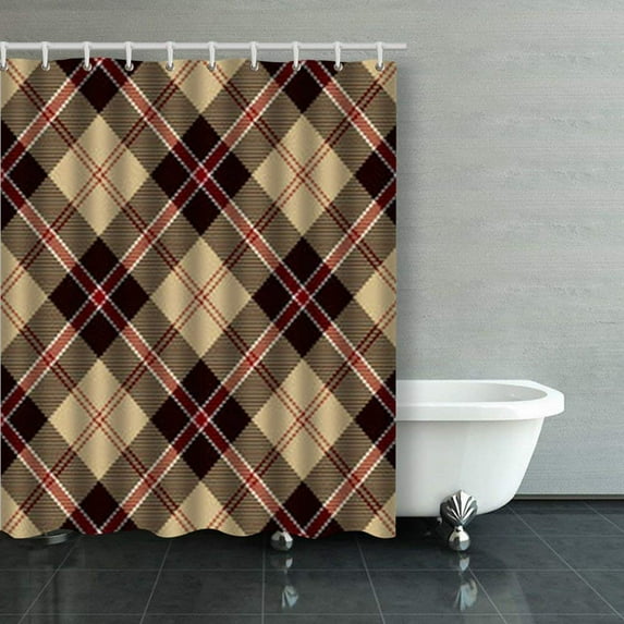 BPBOP Tartan Seamless Pattern Red Black Rustic Buffalo Plaid Shower Curtains Bathroom Curtain 60x72 Inch