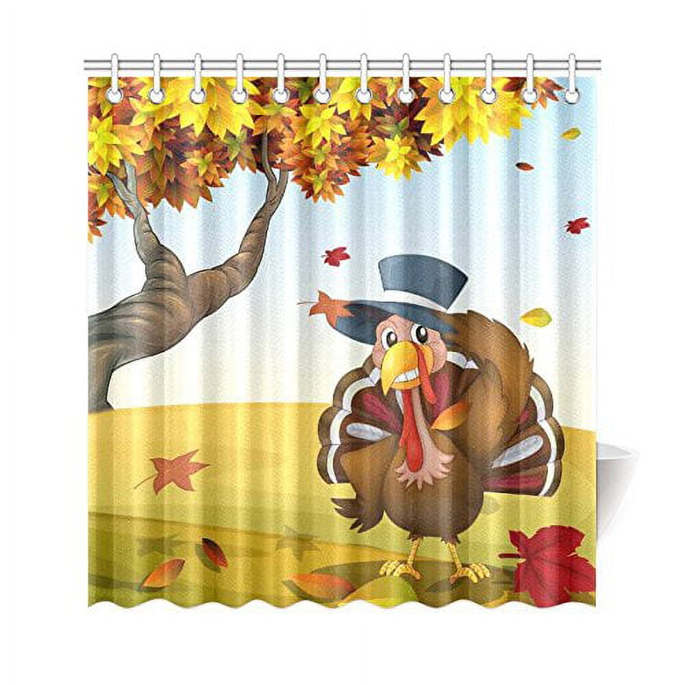 BPBOP Thanksgiving Turkey Shower Curtain, Autumn Scenery Polyester ...