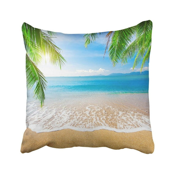 BPBOP Tree Palm And Tropical Beach Summer Sand Sky Sea Travel Ocean Island Pillowcase Pillow Cushion Cover 20x20 inches