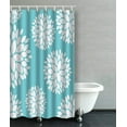 thumbnail image 1 of BPBOP Trendy White Dahlia Floral Pattern On Teal Bathroom Shower Curtain 36x72 inches, 1 of 4