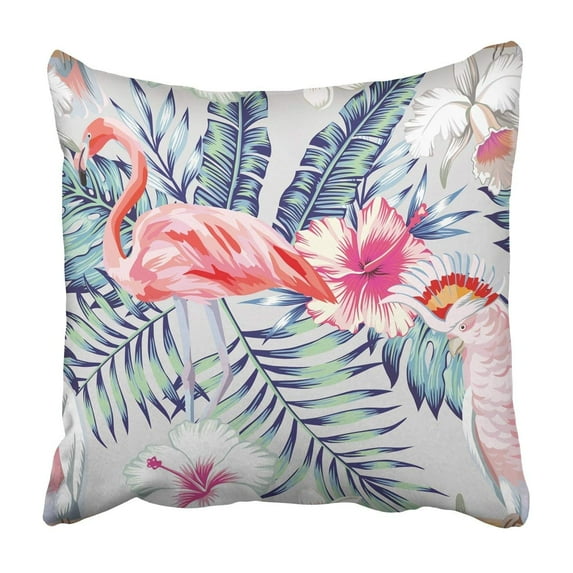 BPBOP Tropical bird pink flamingo and parrot macaw Pillowcase Throw Pillow Cover Case 20x20 inches