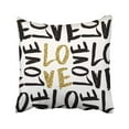 thumbnail image 1 of BPBOP Typographic Style Brush Lettered Text In Gold Glitter Black And White Valentine's Word Pillowcase Throw Pillow Cover 18x18 inches, 1 of 1