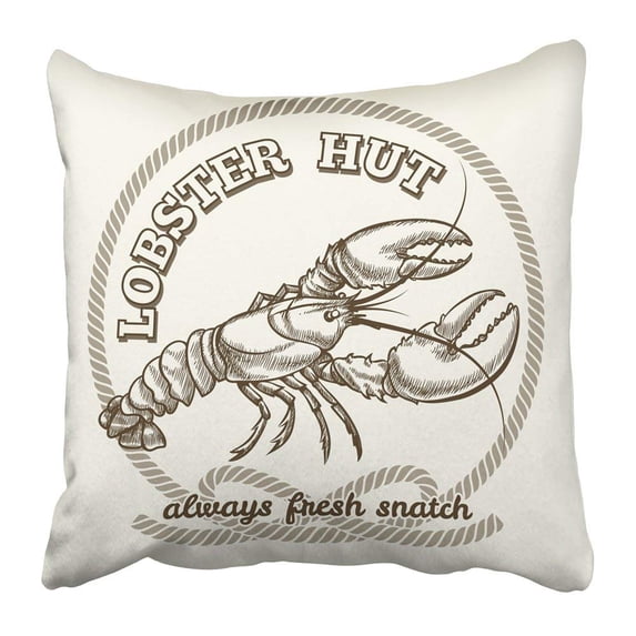 BPBOP Vintage Seafood Restaurant Retro Emblem Dinner Fresh Lobster Food Sea Animal Beautiful Claw Pillowcase Pillow Cushion Cover 16x16 inch