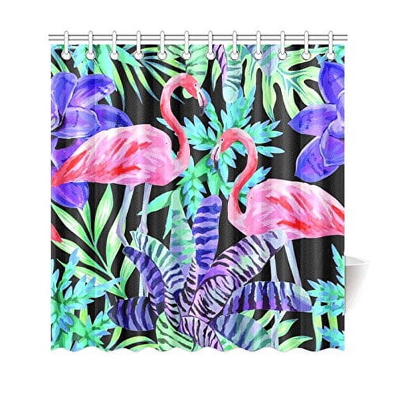 BPBOP Watercolor Flamingo Shower Curtain, Nature Life Animal Bird Pink Polyester Fabric Shower Curtain Bathroom Sets 66x72 Inches