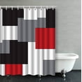 thumbnail image 1 of BPBOP Wavy Vertical Stripes Red Black White And Grey Bathroom Shower Curtain 60x72 inches, 1 of 4