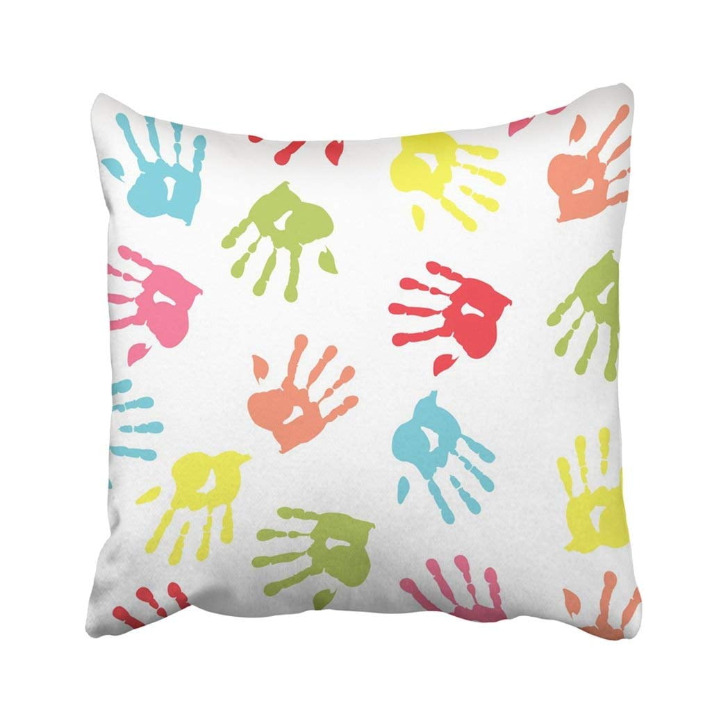 BPBOP White Kid Colorful Handprint Green Hand Boy Baby Little Paint