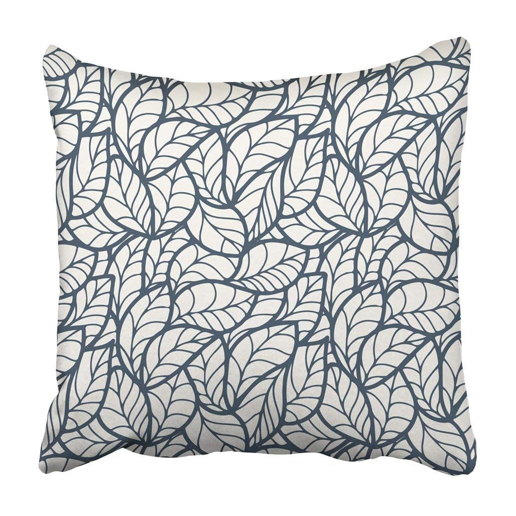 BPBOP White Leaf Abstract With Leaves Black Monochrome Retro Round Doodle Vintage Draw