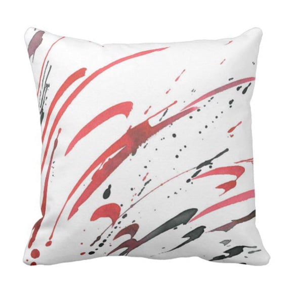 BPBOP White Modern Red Gray Black Watercolor Pillowcase Cover 16x16 inch