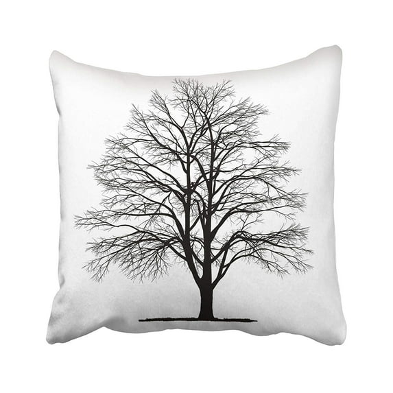 BPBOP White Silhouette Drawing Of The Tree Detailed Black Beech Branch Organic Winter Dead Pillowcase Pillow Cushion Cover 16x16 inches