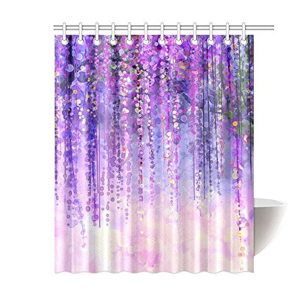 BPBOP Wisteria Flowers Tree Shower Curtain, Purple Violet Floral Polyester Fabric Shower Curtain Bathroom Sets with Hooks 60x72 Inches
