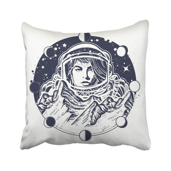 BPBOP Woman Astronaut Tattoo Spaceman Exploring New Planets Mountains On Mars Symbol Of Space Pillowcase Throw Pillow Cover Case 18x18 inches
