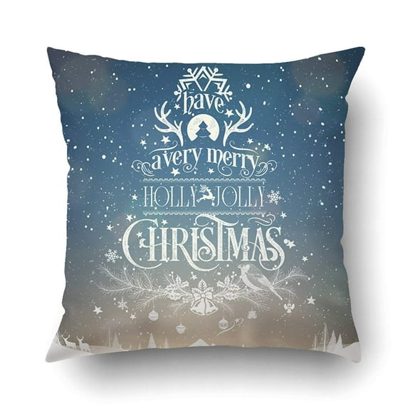 BPBOP Xmas Have A Very Merry Holly Jolly Christmas Vintage Typographical Pillow Case Cushion Cover Case Throw Pillow Case 18x18 inches