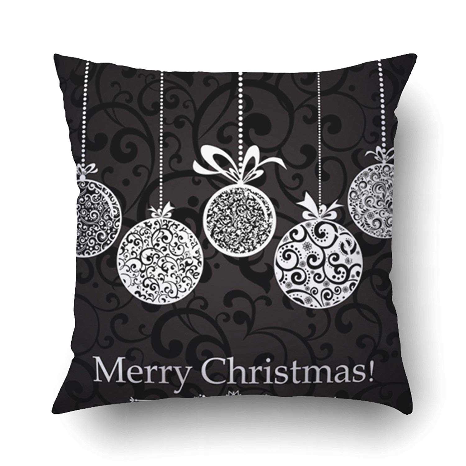 BPBOP Xmas Merry Christmas With Christmas Balls Black And White Pillow