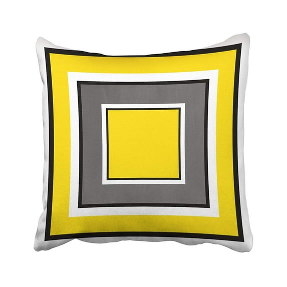 BPBOP Yellow Gray Black Squares Outdoor Pouf Pillowcase Pillow Cover 18x18 inches