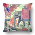 thumbnail image 1 of BPBOP vintage elephant peacocks flowers leaves watercolor Pillowcase Throw Pillow Cover Case 20x20 inches, 1 of 2