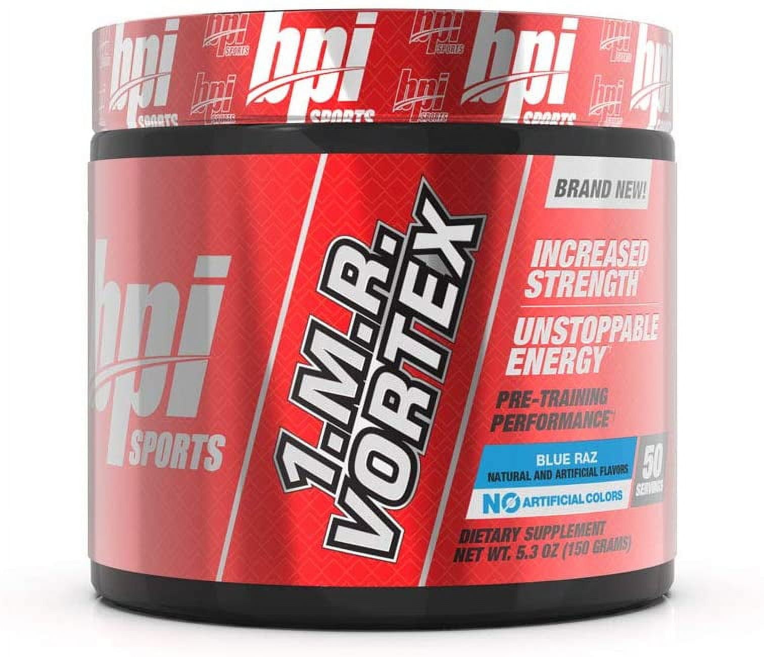 BPI 1MR Vortex Energy Formula, PreWorkout Supplement Powder, Blue Raz