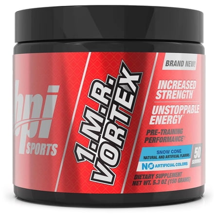 BPI 1MR Vortex Pre-Workout 1.M.R. Powder, Snow Cone, 50 Servings
