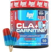 BPI Sports CLA + Carnitine Powder, Rainbow Ice, 50 Servings, Weight Loss & Lean Muscle Support 12.34 oz, 350g