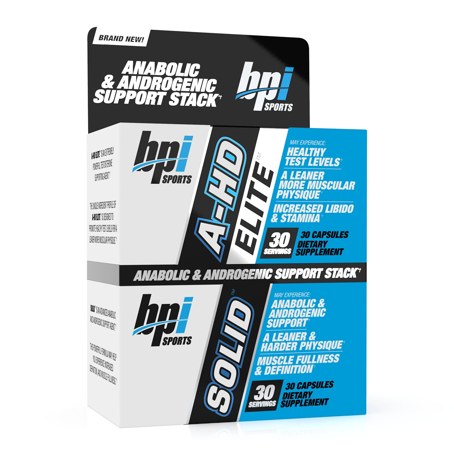 BPI Sports A-HD Elite/Solid Anabolic Testosterone Support Formula, 60 Caps