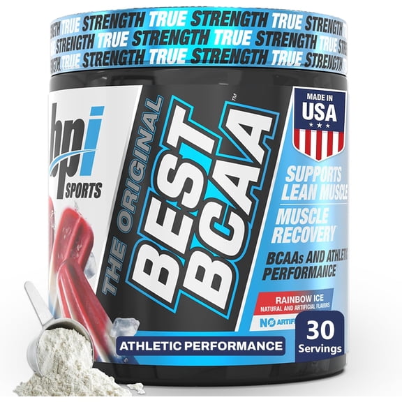 BPI Sports Best BCAA Powder, Rainbow Ice, 10.58 oz, 30 Servings, Amino Acids for Muscle Recovery