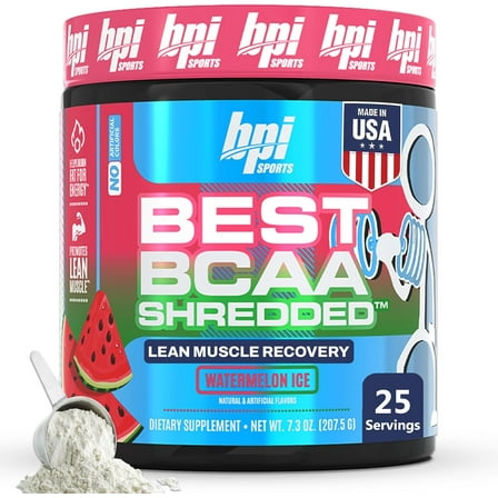 BPI Sports Best BCAA Shredded, Caffeine-Free Thermogenic Recovery Powder, Watermelon Ice, 9.7 (25 Servings)
