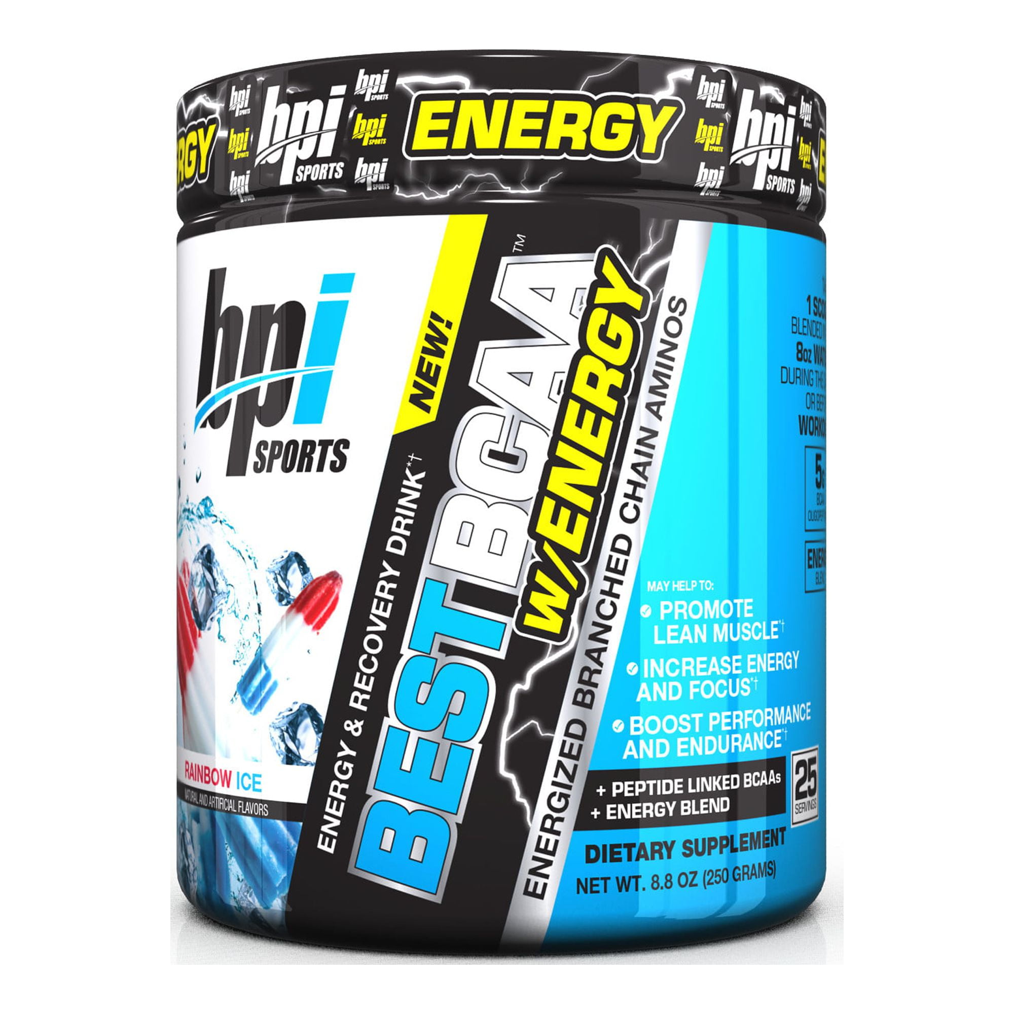 BPI Sports Best BCAA W/ Energy Pre Workout Rainbow Ice, 25 Servings