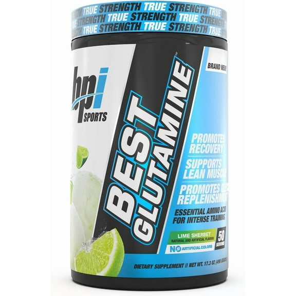 BPI Sports Best Glutamine L-Glutamine Powder for Muscle Recovery, Gut Health & Immune Support, Lime Sherbet, 14.1 oz (50 Servings)