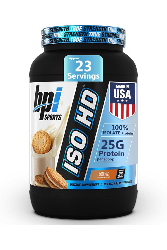 ISO HD Isolate Protein Powder 100% Whey Isolate, Protein Powder for Muscle Gain - Vanilla Cookie, 1.6 LBS - 23 Servings