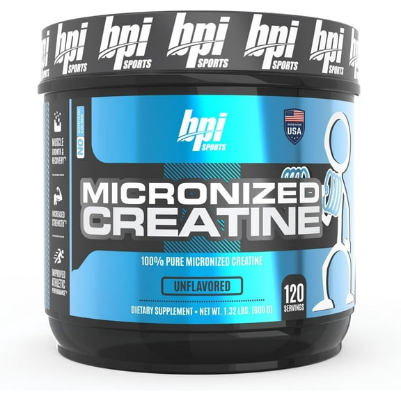 BPI Sports Micronized Creatine Powder, Unflavored, 120 Servings