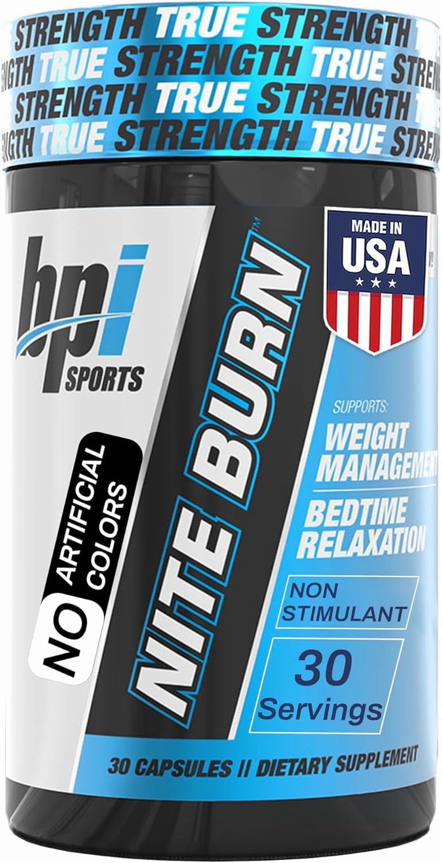 BPI Sports Nite Burn, Nighttime Fat Burner & Sleep Support, Keto Friendly, 30 Capsules