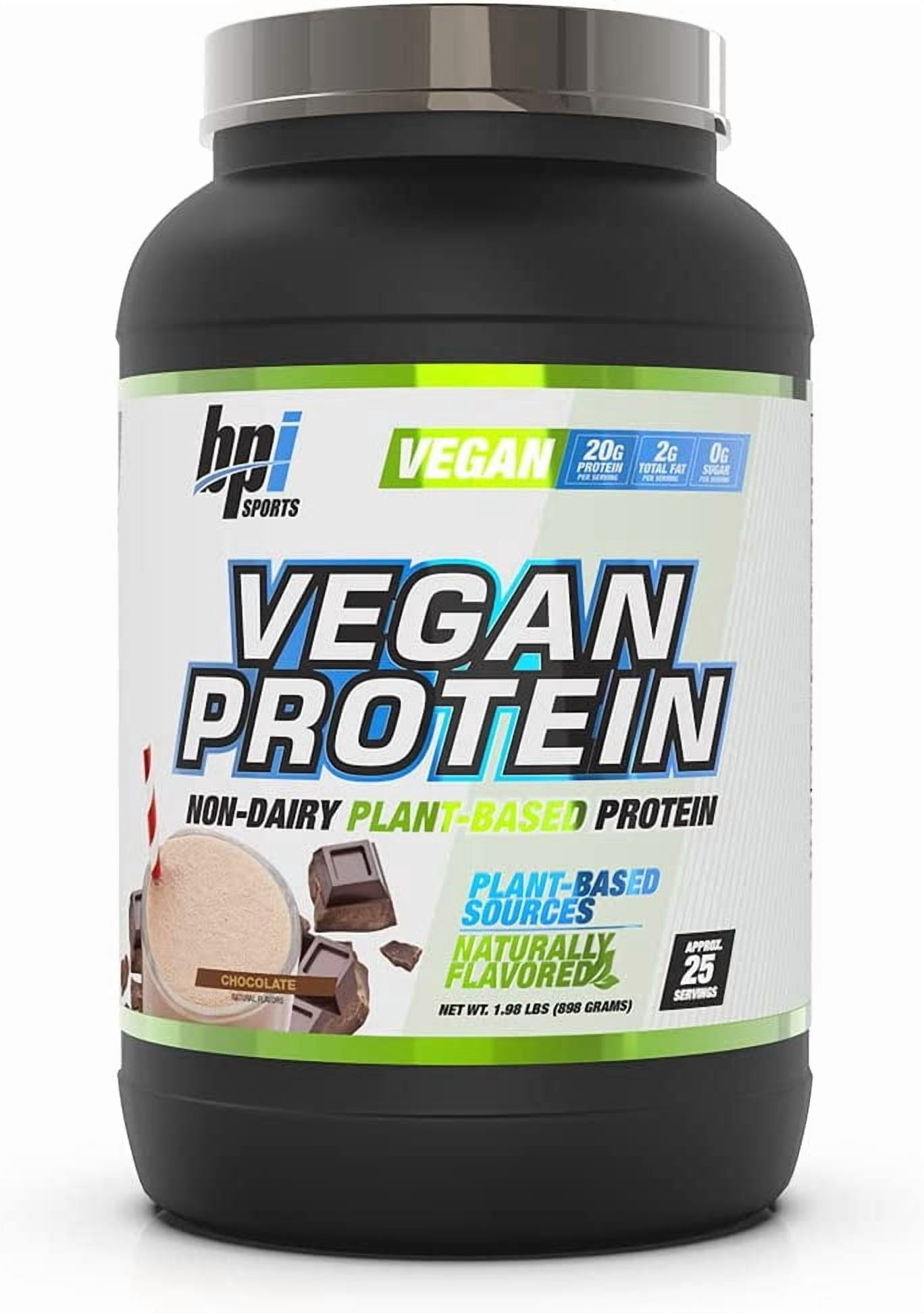 BPI Sports Vegan Protein Powder, Pea and Brown Rice Protein, Chocolate, 20g Protein, 1.9 lbs, 25 Servings