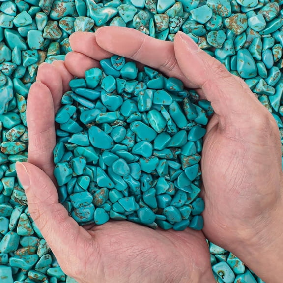 BPPEG 0.5 Lb/230G Blue Howlite Turquoise Crushed Stone Crystal Chips Bulk, Aquarium Gravel Rocks Polished Tumbled Stones Marble for Vases Filler, Garden and Fish Tank Decoration - 7-9Mm