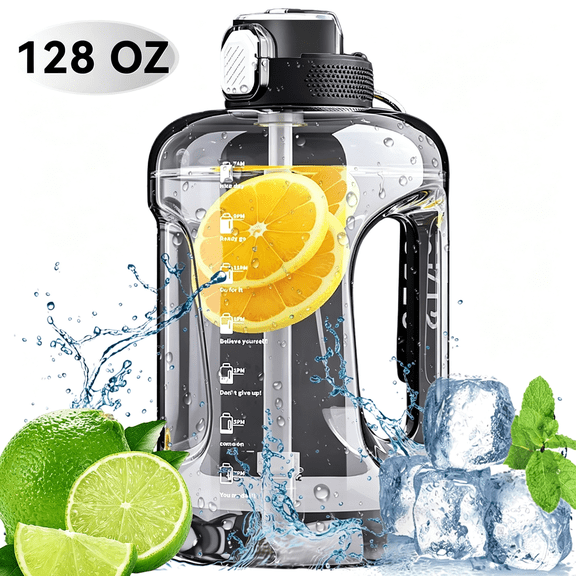 BPPEG 1 Gallon Water Bottles,128 Oz Motivational Time Marked Water Bottle with Straw,Bpa Free,Leak Proof Sports Water Bottle Gallon Water Bottle