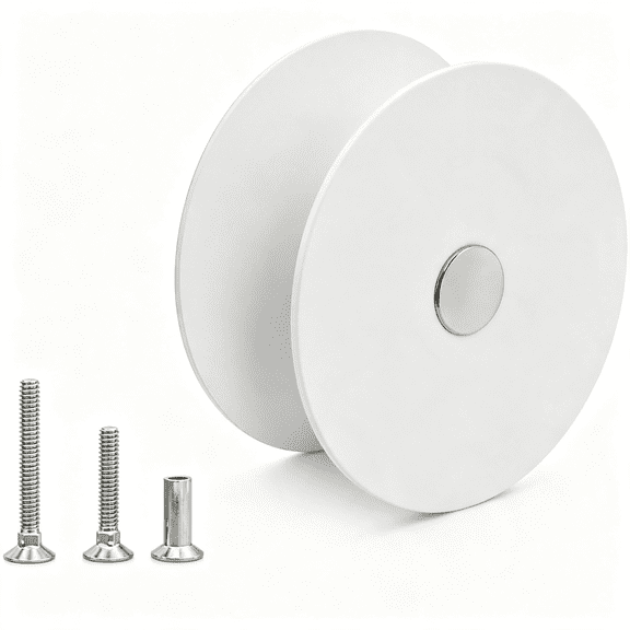 BPPEG 1 Pack White 2-5/8" Diameter Door Hole Cover Plate|Deadbolt Cover,Hole Filler Plate with 1.2"&1.6" Screws and 0.7" Nut,Enhanced Home Security and Privacy