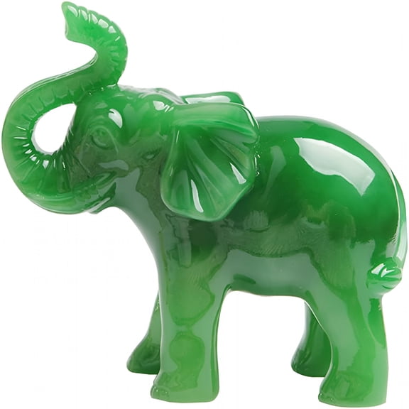 BPPEG 1 Pcs Jade Green Feng Shui Wealth Lucky Elephant Statue Figurine Home Decor Gift