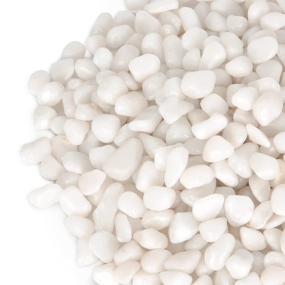 BPPEG 10 Lb Highly Polished White Pebbles & Stones - 3/8
