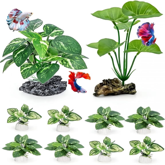 BPPEG 10 Pcs Aquarium Decorations Silk Aquarium Plants Betta Fish Tank Decor Artificial Fish Tank Decorations Plants for Betta,Goldfish,Turtle&Reptile Tanks Ornament Accessories
