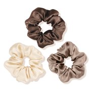 BPPEG 100% Mulberry Silk Scrunchies for Women,Hair Ties No Damage 3 Pack|Smooth Glide,Sleep-Ready,Tames Frizz,Wakes Sleek-On Curly Wavy Fine&Straight-Softer Overnight,Gentle Secure Hold
