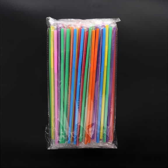 BPPEG 100-Pack Colorful Striped Bendable Plastic Drinking Straws - Disposable,for Hot/Cold Drinks,Parties,Restaurants,Bars,Fast Food (10 Vibrant Colors,0.2In Diameter)