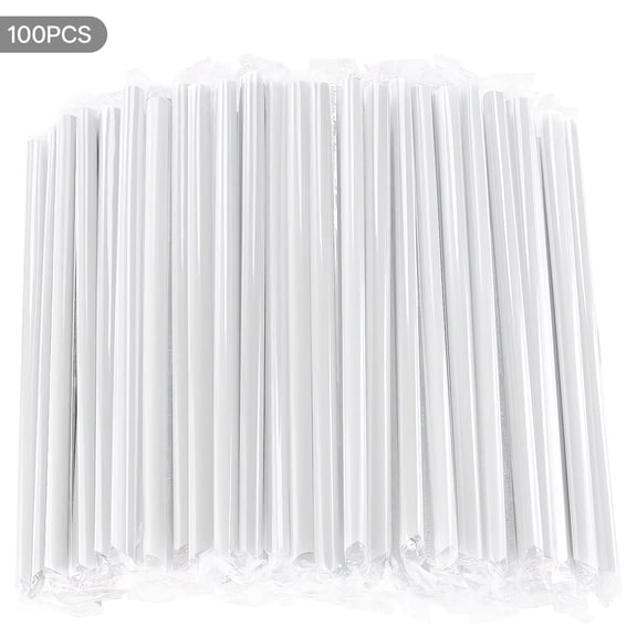 BPPEG 100 Pcs Heavy-Duty Disposable Straws, Large Diameter Flexible Plastic Drinking Straws with Pointed Tip for Bubble Tea, Party