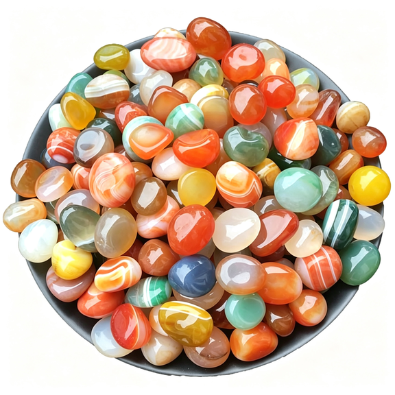 BPPEG 100 Pcs Mixed Agate Stone Tumbled Stones,Natural Bulk Assorted Tumbled Polished Stones Healing Crystal Set,Vase Filler,Landscape Bottom Decoration-Stone Size about 10Mm-15 Mm