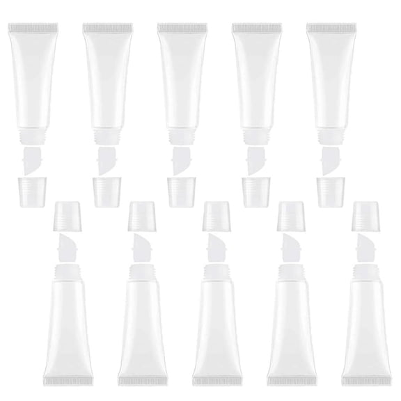 BPPEG 10Ml Mini Clear Refillable Empty Tubes Lip Gloss Balm ContainerSoft Tubes Makeup BoxShampoo Samples Empty Tubes with Screw Cover(10Pcs)With 10Ml Mini and Screw Cover Empty Lip Gloss Tubes