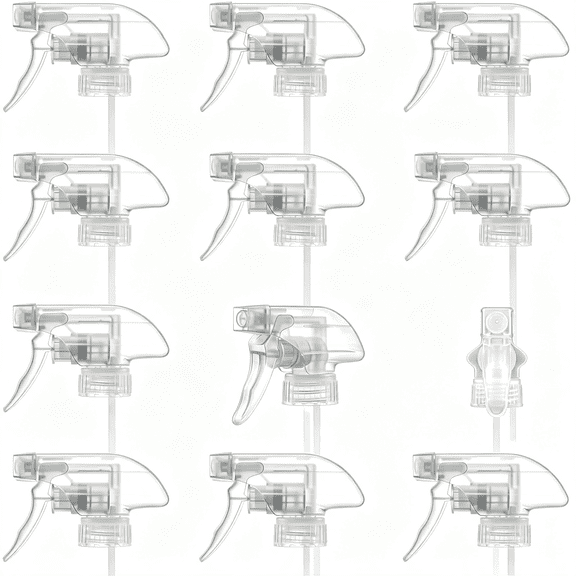 BPPEG 12 Pack Clear Adjustable Spray Bottle Nozzle Replacement Trigger Heads, Spray Nozzle for Bottles