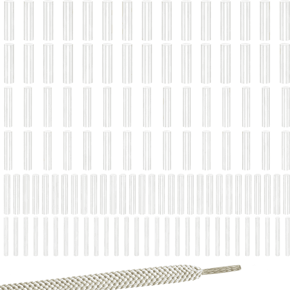 BPPEG 120 Pcs Systolic Shoelace Tips,4 Size Clear Shoe Lace Ends Tips Invisible Heat Shrink Shoelaceiing Caps Sneaker Shoe Lace Shortening Repair Aglet Tip Clear Heat Shrink Shoelace