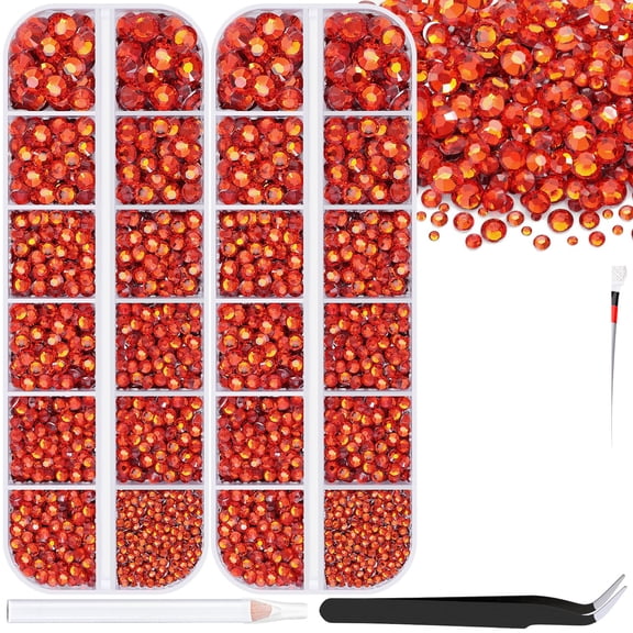 BPPEG 12000Pcs Resin Rhinestones for Bedazzling,2 Boxes Red Zircon Flatback Rhinestones for Crafting Crafts Diy,Crystals Gems for Tumblers Nail Art Makeup