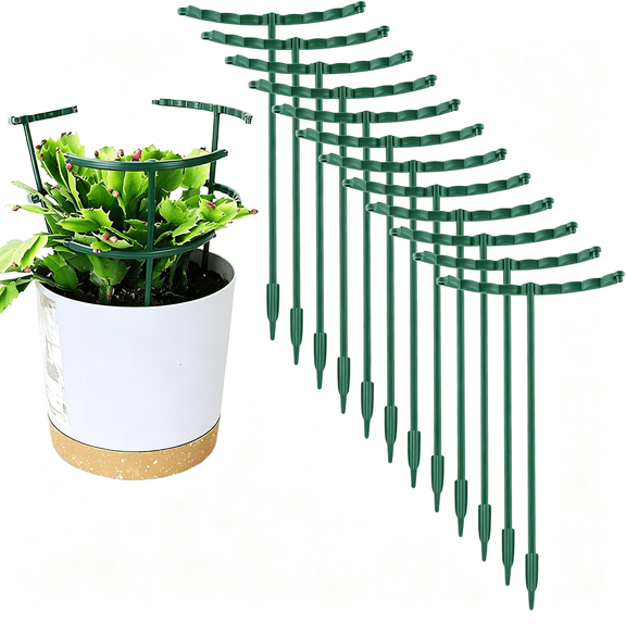 BPPEG 12Pack Plant Support Stake Half Round Plant Support Ring,Plastic Stackable Garden Flower Support,Small Plant Stakes for Indoor Plants,Tomato,Peony,Hydrangea,Climbing Plants