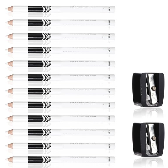 BPPEG 12Pcs Barber Pencil Set with Sharpener,Smudge-Proof Beard Shaping Guide Pen,Hairline Pencils,Suitable for Men and Women Barber Pencil (White)